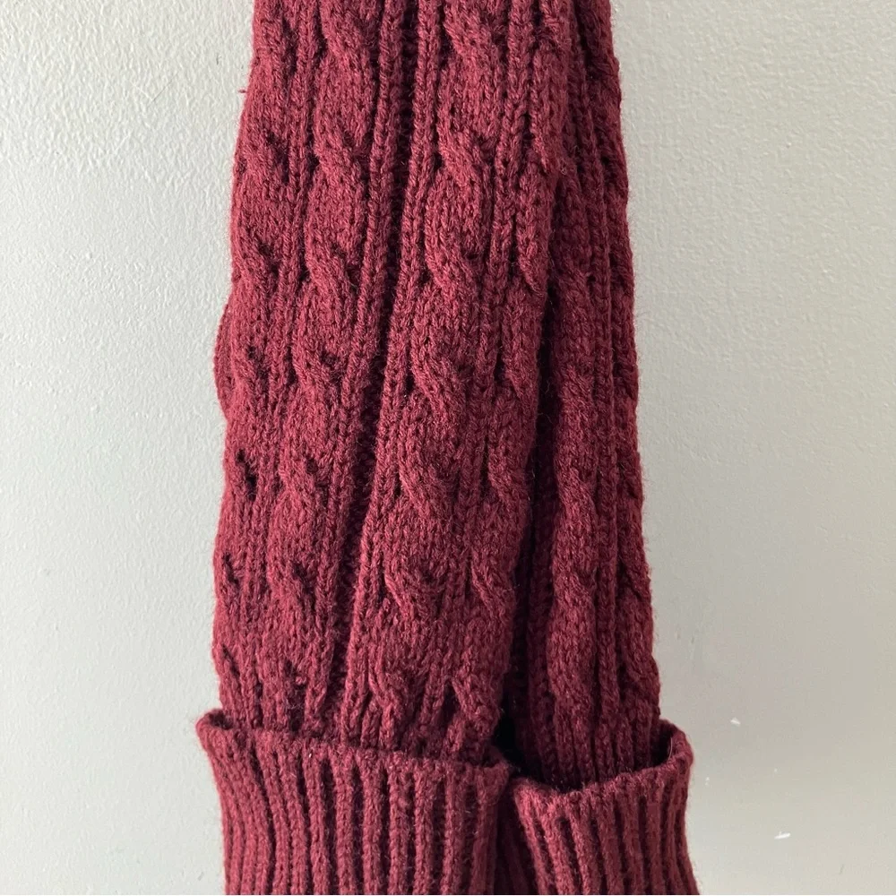 FREE PEOPLE Burgundy Cable Knit Over the Knee Socks
